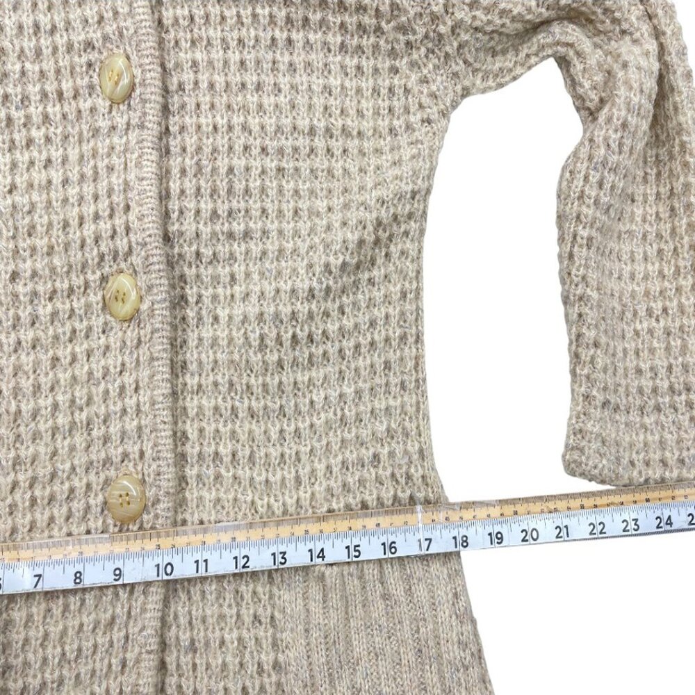 Vintage Long Wool Button Down Coat Jacket Cardigan Cable Knit Women's Medium - Picture 9 of 12